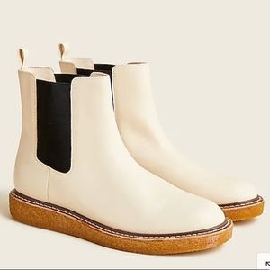 JCrew Pull On Crepe Sole Ivory Chelsea Boots size 7